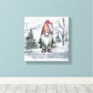 Watercolor Helgdag Gnome Canvastryck