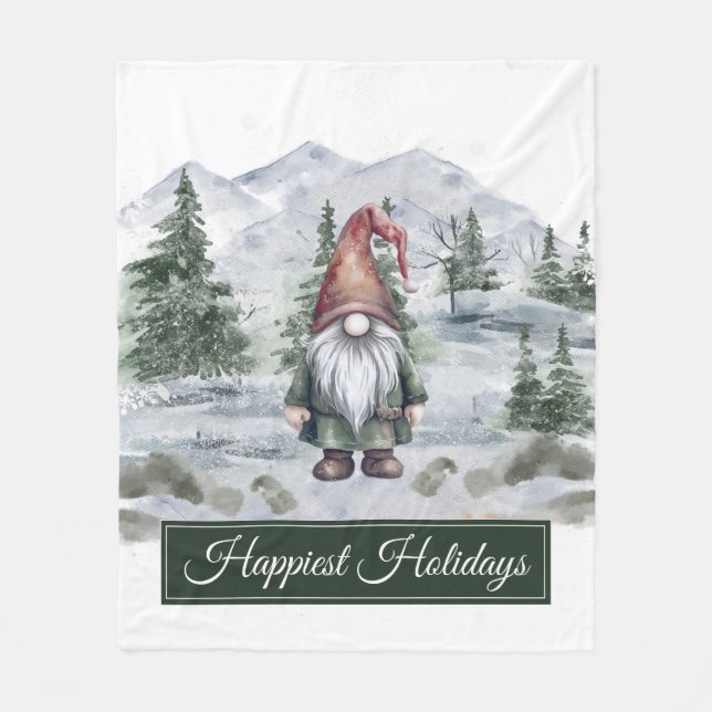 Watercolor Helgdag Gnome Fleece Blanket (Framsidan)