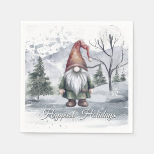 Watercolor Helgdag Gnome jul Party Pappersservett