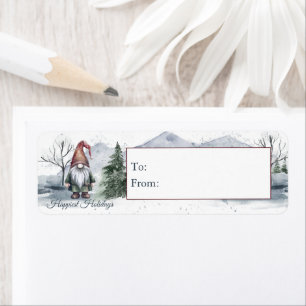 Watercolor Helgdag Gnome julgåva Returadress Etikett