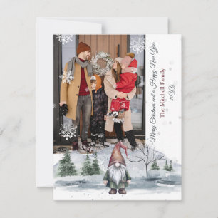 Watercolor Helgdag Gnome Photo Helgdag Card Julkort