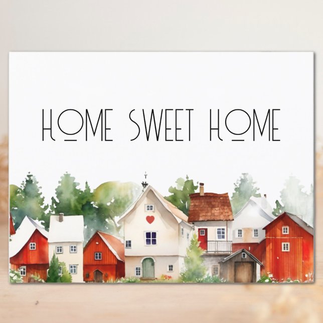 Watercolor Hemma Är Bäst Fastigheter  Vykort (Watercolor Home Sweet Home Real Estate Postcard)