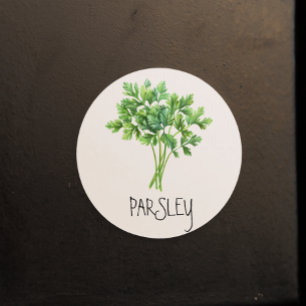 Watercolor Herb Parsley Runt Klistermärke