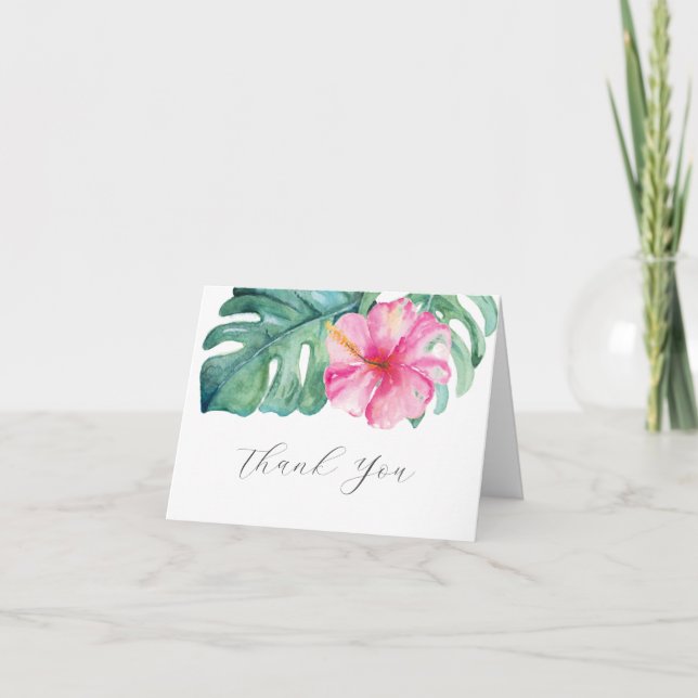 Watercolor Hibiscus Funeral Tack Cards Anteckningskort (Framsida)