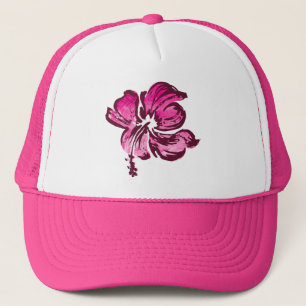 Watercolor Hibiscus Hawaiian Blommigt Truckerkeps
