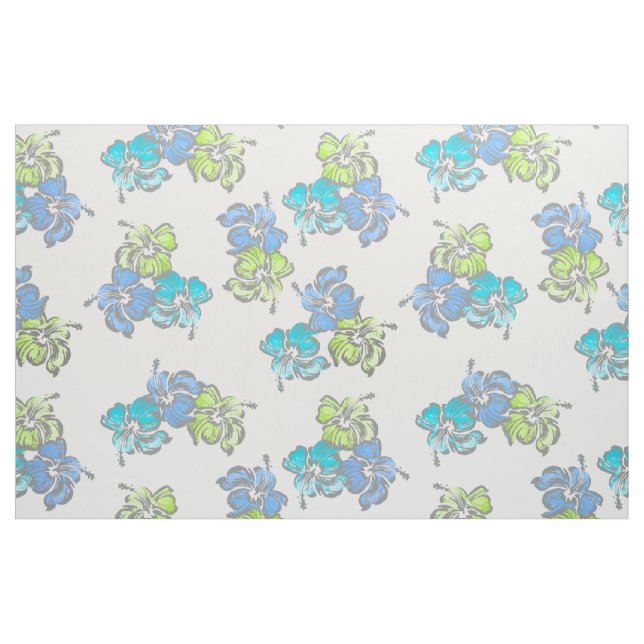 Watercolor Hibiscus Hawaiian Tropical Tyg (Fat Quarter)