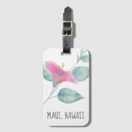 Watercolor Hibiscus Maui Bröllop Bagagebricka