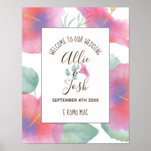 Watercolor Hibiscus Maui Bröllop Poster