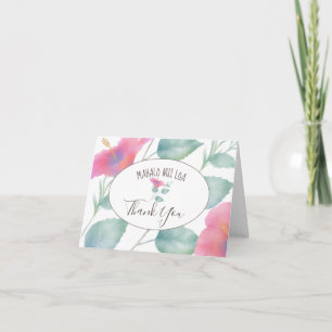 Watercolor Hibiscus Maui Bröllop Tack Kort
