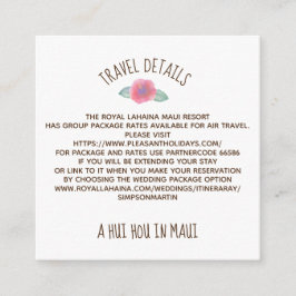Watercolor Hibiscus Maui Bröllop Tilläggskort