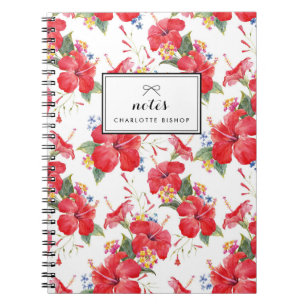 Watercolor Hibiscus och Lantana Mönster Anteckningsbok