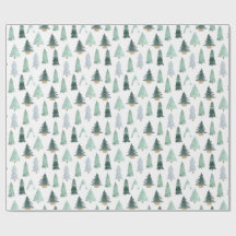 Watercolor Holiday Tree Wrapping Paper 