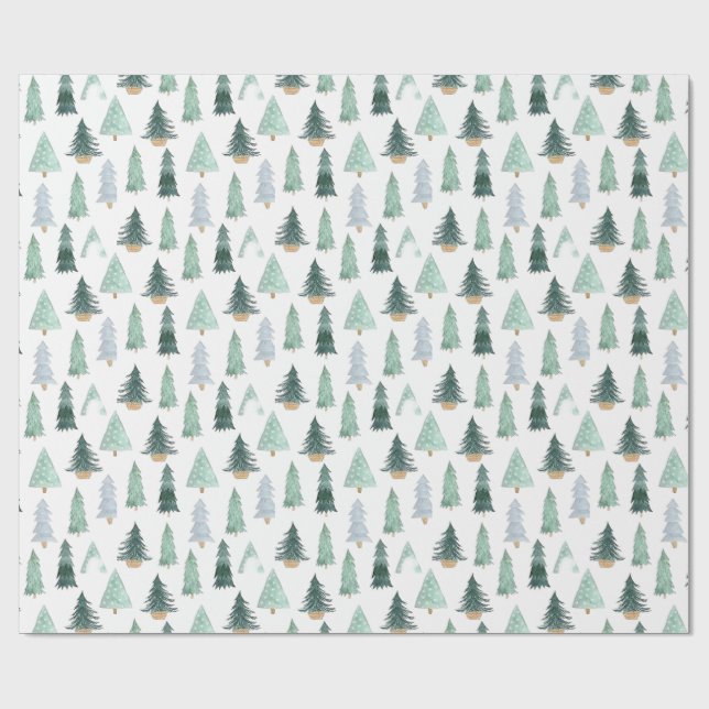 Watercolor Holiday Tree Wrapping Paper  Presentpapper (Platt)