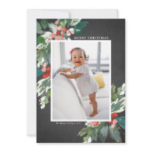 Watercolor Hollies Chalkboard God jul