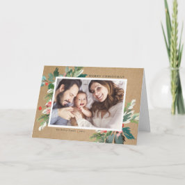 Watercolor Hollies Kraft Pappert julfoto Helgkort