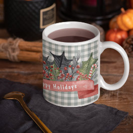 Watercolor Holly Banner på Grått Play Kaffemugg