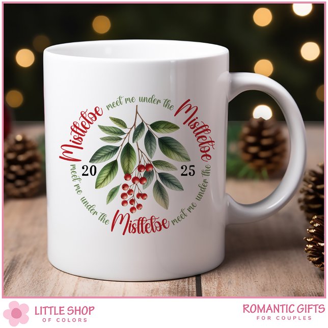 Watercolor Holly Berries Mistletoe jul Kaffemugg (Skapare uppladdad)