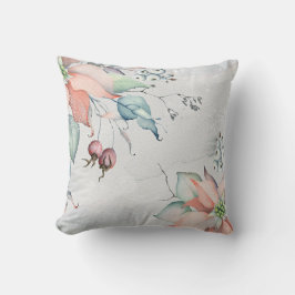 Watercolor Holly Berries och Poinsettias jul Kudde