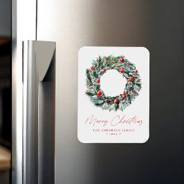 Watercolor Holly Berry & Greenery Wandefrö Jul Magnet