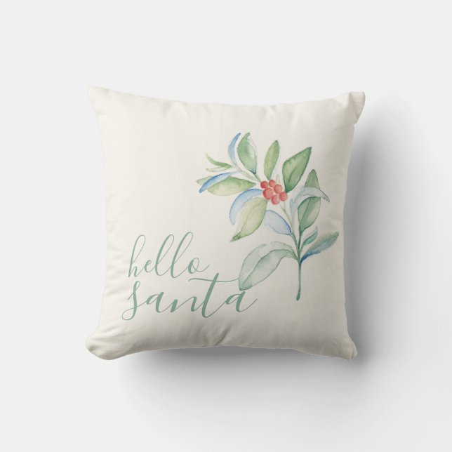 Watercolor Holly Berry Helgdag jul Kudde (Framsida)