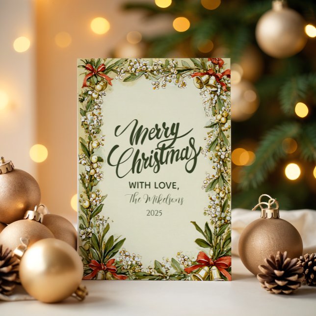 Watercolor Holly Berry Helgdag Julkort (Skapare uppladdad)