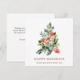Watercolor Holly Berry Julgran Hälsning Julkort