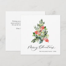 Watercolor Holly Berry Julgran Hälsning