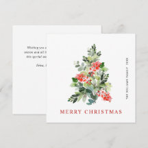 Watercolor Holly Berry Julgran Hälsning