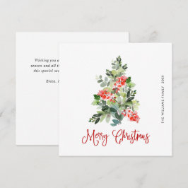Watercolor Holly Berry Julgran Hälsning Julkort