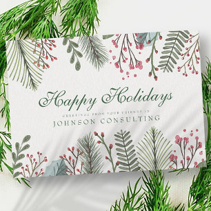 Watercolor Holly Foliage   Dagshälsningar Julkort