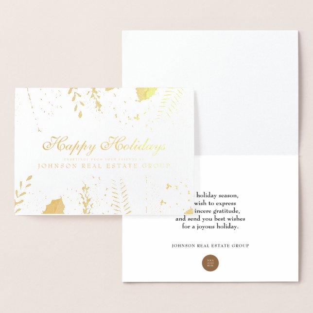 Watercolor Holly Foliage | Säsongshälsningar Folierat Kort (Display)