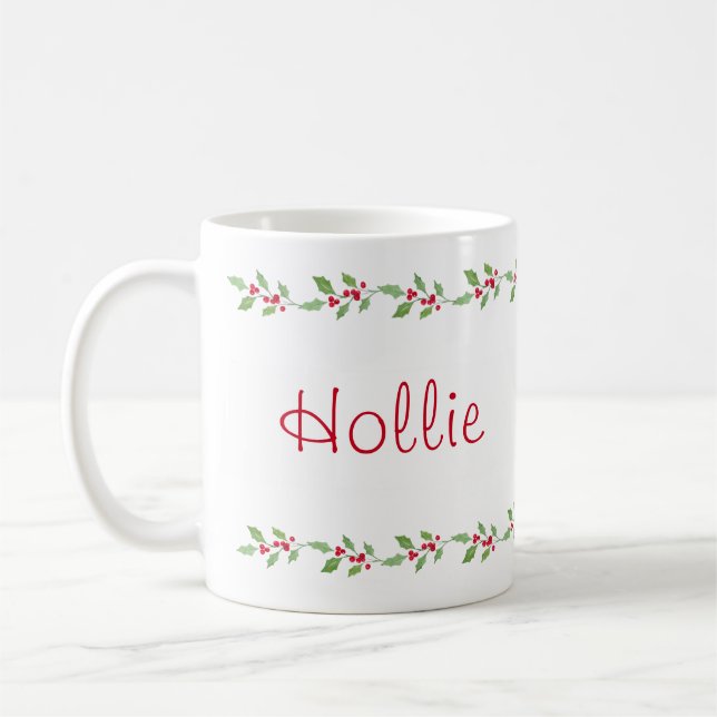 Watercolor Holly Garland Kaffemugg (Vänster)