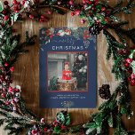 Watercolor Holly God jul Photo Navy Blue Julkort<br><div class="desc">Du kommer att kärlek dessa vackra julkort! De har botaniska vattenfärgsarrangemang med mistletoe, gräs grenar, bär och spädbarn andetag. Överst står det att god jul och höger under kan lägga till ett bild. Kortets grund har ställe för ett litet budskap, och sedan kan man lägga till namn och året under...</div>