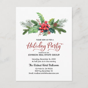 Watercolor Holly Gräs & Berry HELGDAG Vykort