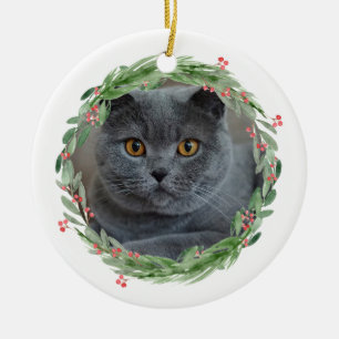 Watercolor Holly Jolly jul Pet Photo Julgransprydnad Keramik