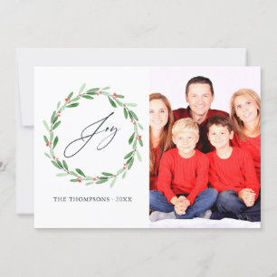 Watercolor Holly Jolly jul Photo Julkort