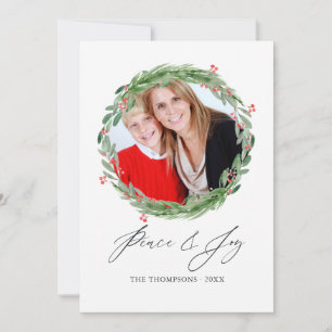 Watercolor Holly Jolly jul Photo Kort
