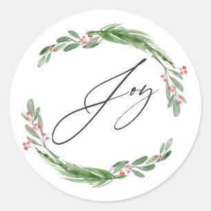 Watercolor Holly Jolly jul Runt Klistermärke