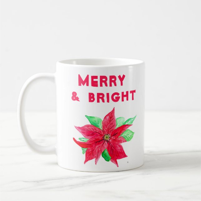 Watercolor Holly Merry och Bright Kaffemugg (Vänster)