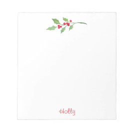 Watercolor Holly Sprig Anteckningsblock