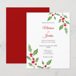 Watercolor Holly Sprigs Inbjudningar