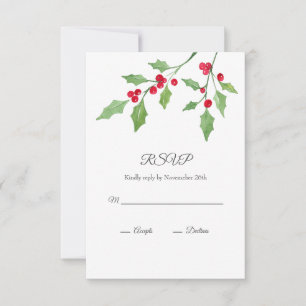 Watercolor Holly Sprigs OSA kort