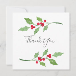 Watercolor Holly Sprigs Tack Kort