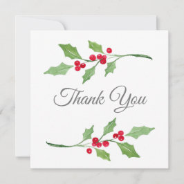 Watercolor Holly Sprigs Tack Kort