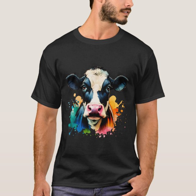 Watercolor Holstein Cow T Shirt (Framsida)