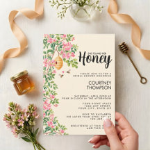 Watercolor Hon Fann Sin Honung Bröllopsfest 