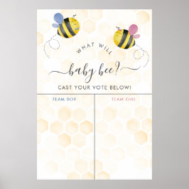 Watercolor honey Bee Girl eller Boy Gender Reveal Poster