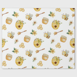 Watercolor Honey Bee Wrapping Paper Presentpapper