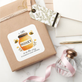 Watercolor Honey & Bees Baby Shower  Fyrkantigt Klistermärke