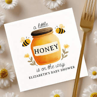 Watercolor Honey & Bees Baby Shower Pappersservett